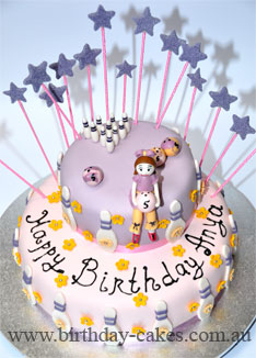 Girl Birthday Cake on Bowling Cake
