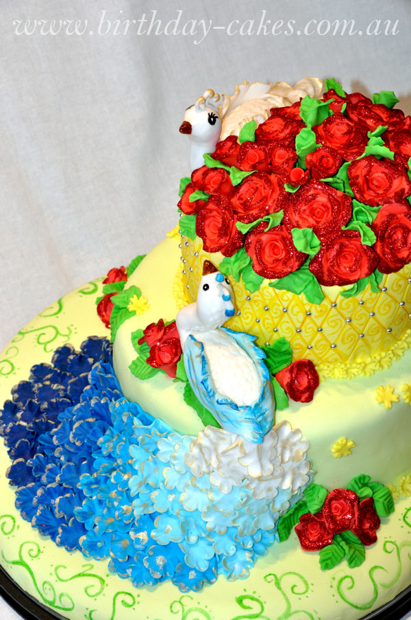 birthday cake peacocks