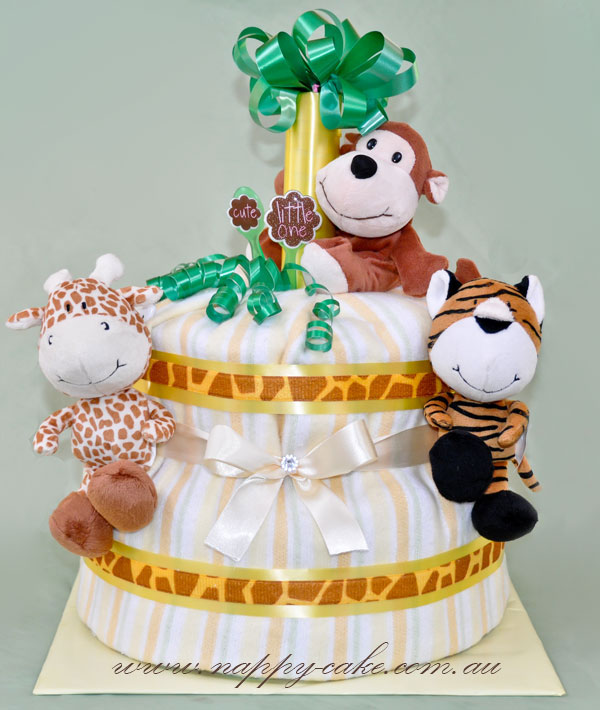 jungle animals nappy cake