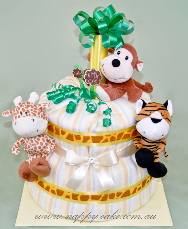 jungle themed nappy cake