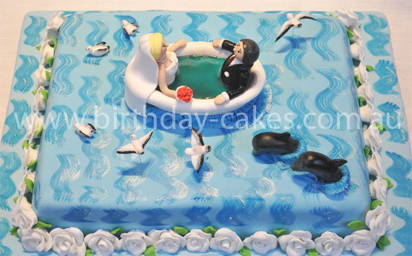 ocean themed wedding cake