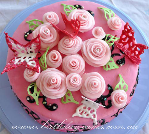 pink roses cake