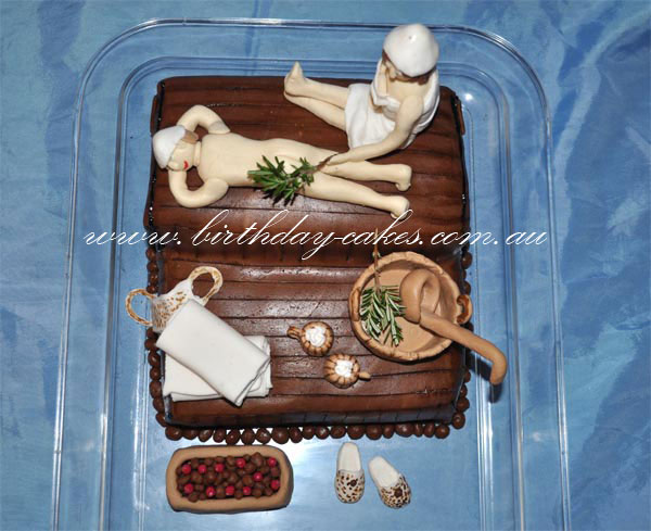 sauna birthday cake