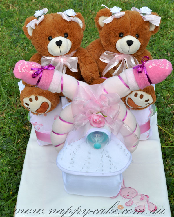 nappy cake for twin girls